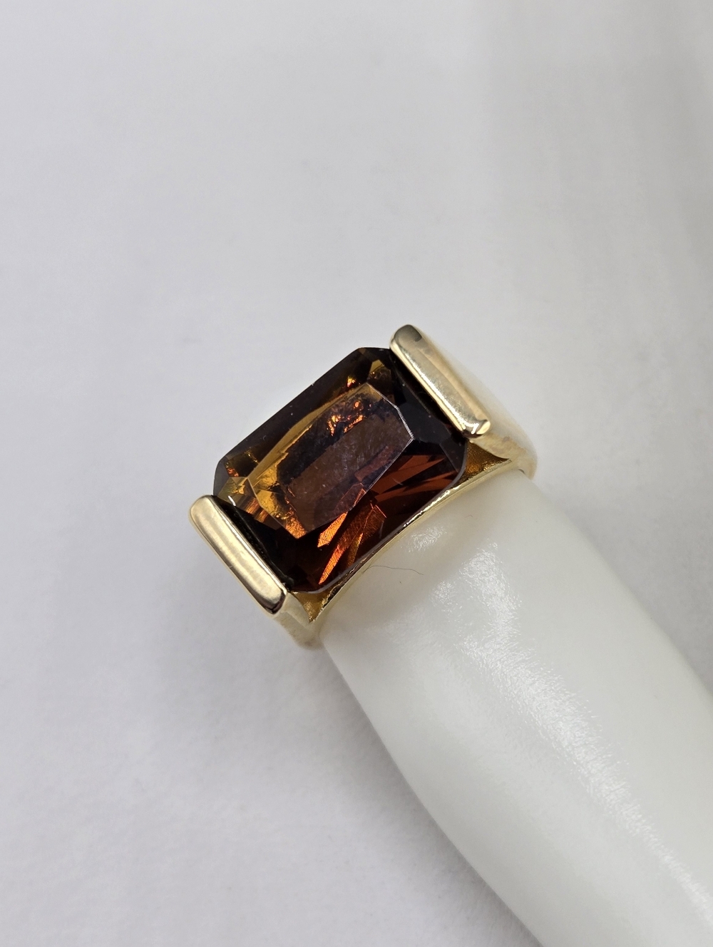 Swarovski Crystal Elements Gold Statement Ring Brown Topaz Size 6 Prom Wedding